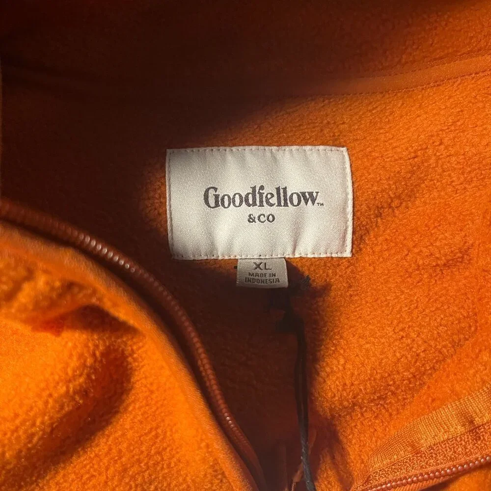 Goodfellow & Co Recycled Polyester Orange Fleece Jacket Men's XL. NWT